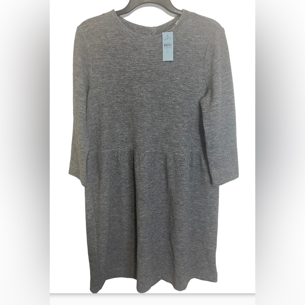 Ann Taylor LOFT gray dress size small petite, buttons spring professional